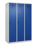 Garderobenschrank Evolo PLUS Bodengleiter 1200mm lichtgrau/enzianblau 3 Abt.C+P