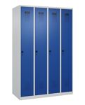 Garderobenschrank Evolo PLUS Bodengleiter 1200mm lichtgrau/enzianblau 4 Abt.C+P
