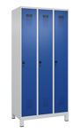 Garderobenschrank Evolo PLUS Füße 900mm lichtgrau/enzianblau 3 Abt.C+P
