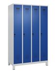 Garderobenschrank Evolo PLUS Füße 1200mm lichtgrau/enzianblau 4 Abt.C+P