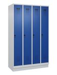 Garderobenschrank Evolo PLUS Sockel 1200mm lichtgrau/enzianblau 4 Abt.C+P