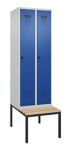 Garderobenschrank Evolo PLUS Gestell 600mm lichtgrau/enzianblau 2 Abt.C+P