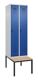 Garderobenschrank Evolo PLUS Gestell 600mm lichtgrau/enzianblau 2 Abt.C+P