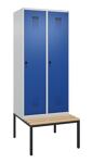 Garderobenschrank Evolo PLUS Gestell 800mm lichtgrau/enzianblau 2 Abt.C+P
