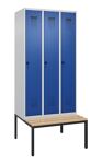 Garderobenschrank Evolo PLUS Gestell 900mm lichtgrau/enzianblau 3 Abt.C+P
