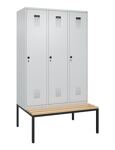 Garderobenschrank Evolo PLUS Gestell 1200mm lichtgrau/lichtgrau 3 Abt.C+P