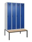 Garderobenschrank Evolo PLUS Gestell 1200mm lichtgrau/enzianblau 4 Abt.C+P