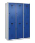 Garderobenschrank Evolo PLUS Bodengleiter 1200mm lichtgrau/enzianblau 6 Abt.C+P