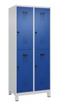 Garderobenschrank Evolo PLUS Füße 800mm lichtgrau/enzianblau 4 Abt.C+P