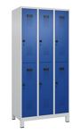 Garderobenschrank Evolo PLUS Füße 900mm lichtgrau/enzianblau 6 Abt.C+P