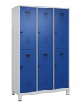 Garderobenschrank Evolo PLUS Füße 1200mm lichtgrau/enzianblau 6 Abt.C+P