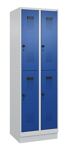 Garderobenschrank Evolo PLUS Sockel 600mm lichtgrau/enzianblau 4 Abt.C+P