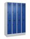 Garderobenschrank Evolo PLUS Sockel 1200mm lichtgrau/enzianblau 8 Abt.C+P