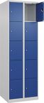 Fächerschrank H1850xB600xT500mm Bodengleiter Anz.Fächer2x5 lichtgrau/enzianblau