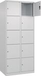 Fächerschrank H1850xB800xT500mm Bodengleiter Anz.Fächer2x5 lichtgrau/lichtgrau