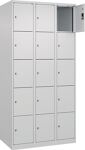 Fächerschrank H1850xB900xT500mm Bodengleiter Anz.Fächer3x5 lichtgrau/lichtgrau