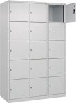Fächerschrank H1850xB1200xT500mm Bodengleiter Anz.Fächer3x5 lichtgrau/lichtgrau