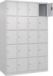 Fächerschrank H1850xB1200xT500mm Bodengleiter Anz.Fächer4x5 lichtgrau/lichtgrau
