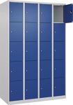 Fächerschrank H1850xB1200xT500mm Bodengleiter Anz.Fächer4x5 lichtgrau/enzianblau