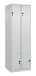 Garderobenschrank Classic PLUS Bodengleiter 600mm lichtgrau/lichtgrau 4 Abt.C+P