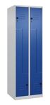 Garderobenschrank Classic PLUS Bodengleiter 600mm lichtgrau/enzianblau 4 Abt.C+P
