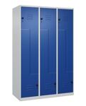 Garderobenschrank Classic PLUS Bodengleiter 1200mm lichtgrau/enzianblau 6 Abt.