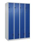 Garderobenschrank Classic PLUS Bodengleiter 1200mm lichtgrau/enzianblau 8 Abt.