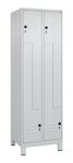 Garderobenschrank Classic PLUS Füße 600mm lichtgrau/lichtgrau 4 Abt.C+P