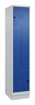 Garderobenschrank Classic PLUS Sockel 400mm lichtgrau/enzianblau 2 Abt.C+P