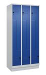 Garderobenschrank Classic PLUS Sockel 900mm lichtgrau/enzianblau 6 Abt.C+P