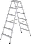 Stufenstehleiter 2x6 Stufen Alu.Gesamt-H.1390mm Stufen-Holmverbindung geschraubt
