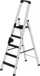 Stufenstehleiter 5 Stufen Alu.Gesamt-H.1810mm m.clip-step R13-Auflage MUNK