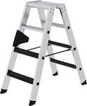 Stufenstehleiter 2x4 Stufen Alu.Gesamt-H.910mm m.clip-step R13-Auflage MUNK