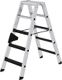 Stufenstehleiter 2x5 Stufen Alu.Gesamt-H.1140mm m.clip-step R13-Auflage MUNK
