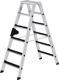 Stufenstehleiter 2x6 Stufen Alu.Gesamt-H.1380mm m.clip-step R13 Auflage MUNK