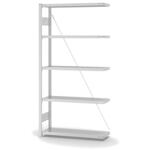 Steckregal H2500xB1000xT800mm Anbauregal 6Bd. Trgf.130kg weiß,lebensmittelecht