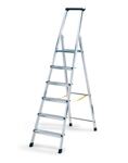 Stufenstehleiter Alu.6 Stufen einseitig begehbar Ablageschale Kunststoff