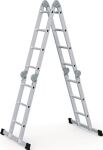 Vielzweckleiter Multitec M Alu.Sprossen 2x3+2x4 gekl.H1220xB800xT260mm Holzbelag