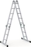 Vielzweckleiter Multitec M Alu.Sprossen 2x3+2x5 gekl.H1500xB900xT260mm Holzbelag