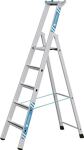 Stufenstehleiter 5 Stufen Alu.elox.Gesamt-H.2150mm Stufen m.Kunststoffeinlage
