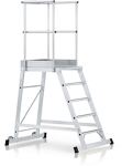 Podestleiter Plattform-H.1310mm Alu.5 Stufen m.Kunststoffeinlage eins.begehbar