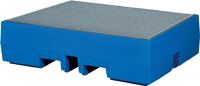 Auffangwanne blau L1300xB900xH350mm PE mit verzinkt Gitterrost
