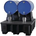 Fassbock L1160xB500xH380mm schwarz PE Fassanzahl 2x60 od.200l LACONT