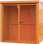 Gasflaschencontainer B2120xT1210xH2265mm m.Dach gelborange o.Trennw.BAUER