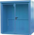 Gasflaschencontainer B2120xT1210xH2265mm m.Dach lichtblau o.Trennw.BAUER