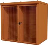 Gasflaschencontainer B2425xT1610xH2265mm m.Dach gelborange Doppelflügeltür BAUER