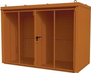 Gasflaschencontainer B3120xT1610xH2295mm m.Dach gelborange Doppelflügeltür BAUER