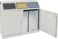 Wertstoffsammler H1000xB1180xT380mm Inh.3x 70l RAL 7035 o.Trethebel STUMPF