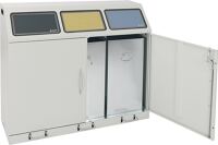 Wertstoffsammler H1000xB1180xT380mm Inh.3x 70l RAL 7035 m.Trethebel STUMPF