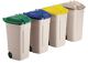 Viereck-Container H860xB560xT520mm beige 100l Deckelfarbe grün m.Rädern